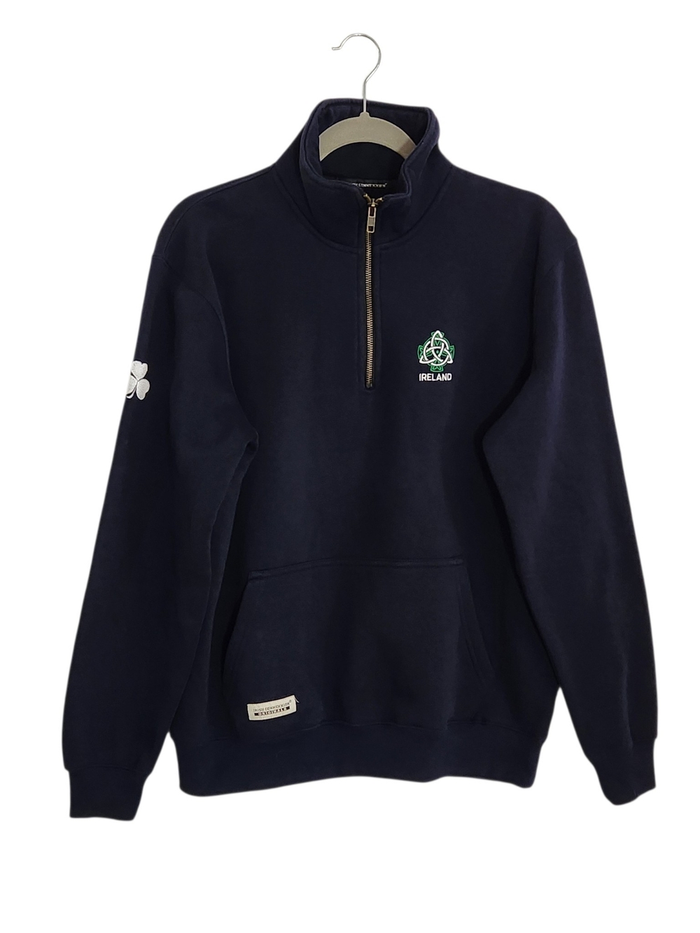 Irish Connexxion Navy Ireland Embroidered Quarter Zip Sweatshirt Size Medium